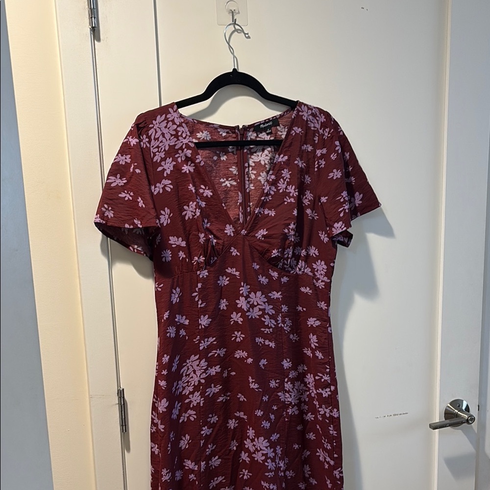 Madewell Red and White Flutter Sleeve Sundress